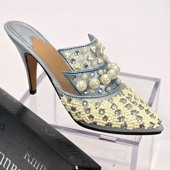 Pearl & Rhinestone Embellished Shoe Figurine Circa 1990 "Frosted Fantasy" PR608 - Picture 1 of 11